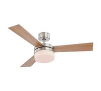 Ventilador de techo Alana (Opal, Níquel mate, Plateado, Haya, Plateado/Haya, 105 cm, 50 W)
