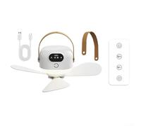 Ventilador de techo alimentado por USB con control remoto, diseño compacto, luz nocturna suave, para habitaciones pequeñas y dormitorios (inserto recto)