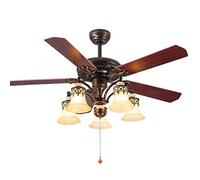 Ventilador de Techo Antiguo Americano de 52 "/ 132 cm con 5 aspas Reversibles de Madera Araña de Ventilador eléctrico para el hogar, E27 * 5, para Sala de Estar Dormitorio Sala de Estudio