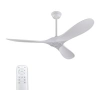 Ventilador de techo blanco de 52 pulgadas sin luz, con aspas de ABS, función de temporizador, ventilador de techo moderno para interiores y exteriores, ideal para dormitorio, sala de estar o terraza