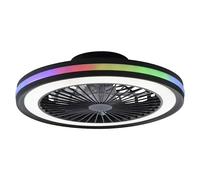 Just Light Ventilador de techo Brandon (Diámetro: 46,5 cm, Negro, 36 W, RGB) + Garantía BAUHAUS 5 años para equipos eléctricos y motorizados