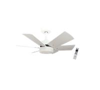 Ventilador de techo Cala blanca DC, 75 cm Ø, 6 aspas, blanco/roble claro, luz led, Bastilipo
