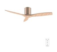 Cecotec Ventilador de Techo EnergySilence Aero 5400 Classic Gold&LightWood | Mando a Distancia, 52", Motor DC 40W, 3 Aspas, 6 Velocidades, Temporizador hasta 8h, Modo Winter/Summer