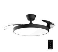 Cecotec Ventilador de Techo con Luz con Aspas Retráctiles EnergySilence Aero 300 Air Invisible Black. 30W, Motor DC, Mando a Distancia, 6 Velocidades, Temporizador 4h, Función Winter-Summer