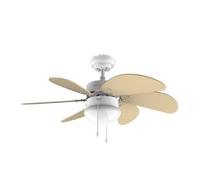 Cecotec Ventilador de techo EnergySilence 3600 Vision SunLight. 50 W, Diámetro 92 cm, Lámpara, 3 Velocidades, 6 Aspas reversibles, Función Verano/Invierno, Interruptor de Cadena, Blanco/Amarillo