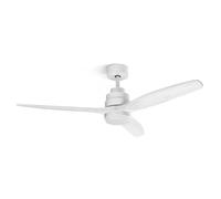 Ufesa Ventilador de Techo con Luz LED, 40W, 6 Velocidades, Ultra Silencioso, 3 Aspas Madera Natural 132cm, Función Verano - Invierno, Temporizador 8h, 3 Niveles Luz, Mando a Distancia, Blanco