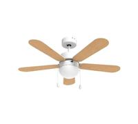 UNIVERSALBLUE Ventilador de Techo Madera con Luz | 5 Aspas Reversibles Marron y Negro | 3 Velocidades y Motor Silencioso | Fácil Montaje