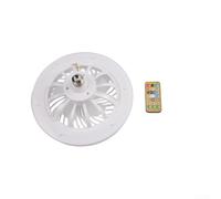 Ventilador de techo con control remoto E27 con luz, diseño cerrado compacto de 10 pulgadas, 3 colores de iluminación, funcionamiento silencioso para habitaciones pequeñas (A)