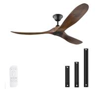 Ventilador de Techo con Control Remoto, Motor Reversible silencioso de DC, 3 Cuchillas de Nogal, Ventilador al Aire Libre Moderno para Patios, Sala de Estar, Cocina, Flujo de Aire Grande