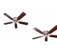 Ventilador De Techo Con Cuerda Kisa Deluxe 105cm Níquel Alas Rosa Madera Nuez