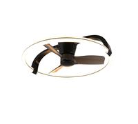 Reality Leuchten Ventilador con luz STOCKHOLM R64262132, negro mate, metal, 25W, 2700-6500K, 4300 lúmenes, aspas plegables, mando a distancia incluido, regulable, con luz nocturna