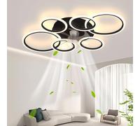 Ventilador De Techo Con Iluminación 81w Lámpara De Techo Con Ventilador y Control Remoto 3 Temperaturas De Color 6 Velocidades Ventilador De Techo Con Luz Para Dormitorio Sala De Estar Negro 110cm