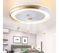 Ventilador de techo con iluminación LED de 80 W, luz invisible y control remoto, regulador de velocidad del viento, lámpara moderna y creativa, ultra silencioso, para dormitorio, con temporizador, co