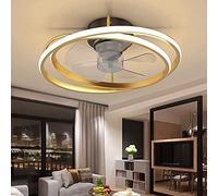 Ventilador de Techo con Iluminación Led Invisible Mute Fan Lámpara Araña Moderno Regulable 30W Ventilador Luces de Techo con Control Remoto Aluminio Sala de Estar Dormitorio Ventiladores Luz de Techo