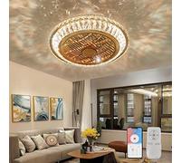 Ventilador de techo con lámpara, ventilador de techo de cristal con luz LED, luz de techo regulable LED moderna de 72 W, con control remoto & APP, con rueda guía de aire, circulación de aire de 360°