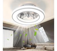 Ventilador de Techo con luz 40.5CM , Ventiladores de Techo 20W Silencioso, Regulable 3000K-4000K-6500K, 6 Velocidad del Viento con Control Remoto, Temporizador, Memoria de Luz, Ventilador Reversibles