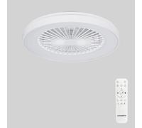 Ventilador de Techo con Luz Ø48cm, Silencioso con Motor DC, 6 Velocidades, Función Verano/Invierno, RGB, LED 40W 3800LM, Regulable 3000-6000K, Control Remoto y Temporizador, Blanco para Dormitorio