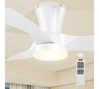 Ventilador de Techo con Luz, 80CM, 3000K-5000K Regulable, 7 Velocidades, Aspas Reversible, 2200LM Ventiladore de Techo y Mando APP, DC Silencioso Temporizador Memoria, para Dormitorio, Blanco
