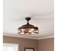 Ventilador de techo con luz ac 60w con mando ø122 cm classic fanaway marrón luz cálida 4 aspas retráctiles tipo lámpara| 3 velocidades| recomendado de 20 a 40m²