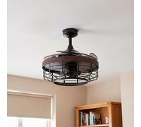 Ventilador de techo con luz ac 60w con mando ø122 cm montclair fanaway negro luz cálida 4 aspas retráctiles tipo lámpara| 3 velocidades| recomendado de 20 a 40m²
