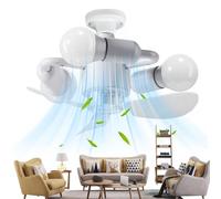 Ventilador de techo con luz,Base de tornillo E27 silenciosa con mando a distancia | Ventilador de techo LED | Para dormitorio, sala de estar, habitación de bebé, granja casa, interior