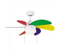 wonderlamp Ventilador de Techo Multicolor 76 cm con Motor AC 3 Velocidades, 6 Palas MDF, Función Verano Invierno, Casquillo E27, Apto Techos Inclinados 19°, NO TIENE MANDO A DISTANCIA