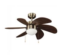 wonderlamp Basic Ventilador con Luz, E27, 15 watts, Cuero, 76.2 x 76.2 x 41.5 cm