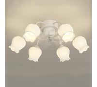 Ventilador De Techo Con Luz Blanca Y Diseño De Flores, Tulipanes, Vidrio Lechoso, Moderno, Con Control Remoto, Rotación De 360°, Reversible, Para Dormitorio De Niñas, Sala De Estar, Comedor,blanca