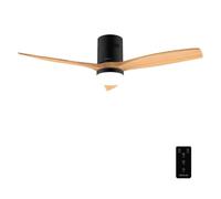 Cecotec Ventilador de Techo con Luz y Mando a Distancia de 52" EnergySilence Aero 5600 Classic Black&LightWood. Motor DC 40W, 3 Aspas, Luz LED, Temporizador, 6 Velocidades, Modo Winter/Summer