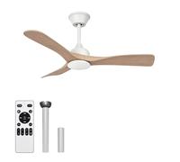 Ventilador de Techo con Luz LED 30W Plástico Efecto Madera Motor DC Silencioso Ø106cm 6 Velocidades Mando Salón Dormitorio