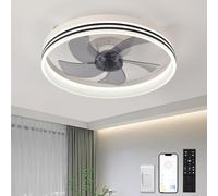 Ventilador de Techo con Luz LED 40W, 50cm Plafón Ventilador Silencioso con Mando a Distancia y Control de Pared, 4320LM Brillo Regulable, 6 Velocidades, Memoria Inteligente, para（Blanco）