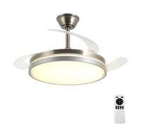 Ventilador de Techo con Luz LED 60W, con Mando a Distancia, Ø42in, 6 velocidades, temporizador, aspas retráctiles, 3 temperaturas de luz, función verano-invierno, 5600LM，Gris minimalista moderno