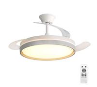 Ventilador de Techo con Luz LED 60W, con Mando a Distancia, Ø42in, temporizador, 6 velocidades, aspas retráctiles, 3 temperaturas de luz, función verano-invierno, 5600LM，Blanco minimalista moderno
