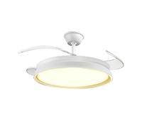 Ventilador de techo con luz LED 70W, Bluetooth y mando, Ø42, 6 velocidades, aspas retráctiles, 3 temperaturas de luz, modo verano-invierno, 6600 LM, blanco minimalista moderno para Salón, Dormitorio