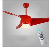 Ventilador de Techo con Luz para Sala de Estar, Ventilador de Techo Moderno de Metal Silencioso con Aspas de Abs, Lámpara de Araña Retro Led con Control Remoto, Fácil de Instalar./Rojo 52 Pulgadas/52