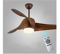 Ventilador de Techo con Luz para Sala de Estar, Ventilador de Techo Moderno de Metal Silencioso con Aspas de Abs, Lámpara de Araña Retro Led con Control Remoto, Fácil de Instalar./Marrón 52 Pulgadas/5