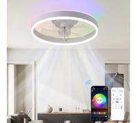 Ventilador de Techo con Luz RGB Ceiling Fan with Light 50cm con APP y Mando a Distancia Atenuación continua Luz Ventilador Techo LED 6 velocidades Silencioso temporizador Reversible Sin parpadeos