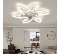 Ventilador de Techo con Luz Silencioso 78cm Flor Moderna Lampara Ventilador Techo con Mando/APP Regulable Reversible Verano Invierno Ceiling fan with Light para Dormitorio Salón, Blanco