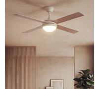 LEDKIA LIGHTING Ventilador de Techo Navy Evo Níquel con Luz Integrada; Motor DC 30W Silencioso y Eficiente; 4 Aspas; 6 Velocidades; 132 cm; Mando a Distancia; Salón y Estancias Grandes >20 m²