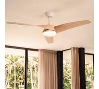 LEDKIA LIGHTING Ventilador de Techo Eubea Blanco con Luz LED CCT 1440 lm, Motor DC 30W Silencioso y Eficiente, 3 Aspas Curvas, 6 Velocidades, 132 cm, Mando a Distancia, idela para Estancias Grandes