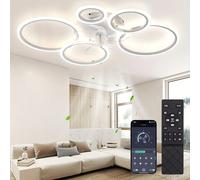 Ventilador de techo con luz, ventilador de techo LED con luz, lámpara silenciosa con ventilador, regulable con 6 velocidades, para dormitorios, salas de estar, comedores y cocinas
