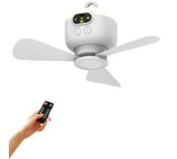 Ventilador de techo con luz, ventilador silencioso de techo LED, mando a distancia, lámpara de ventilador de camping 8000mAh con batería, 3 aspas, lámpara de ventilador móvil para exteriores (E)