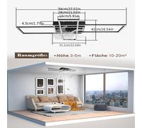 Ventilador de techo con luz y control remoto, ventilador de techo moderno con luz LED regulable y temporizador de 6 velocidades; adecuado para salas de estar, comedores y dormitorios (94 cm)