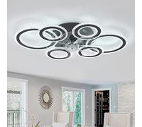Ventilador De Techo con Luz Y Mando A Distancia, 76CM Ventiladores De Techo, con Luz LED para Salón, Regulable, 6 Velocidades De Viento, 6 Luces, Reversible DC Lampara Ventilador Techo-Black