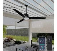 Ventilador de techo con luz y mando a distancia IP65 impermeable techo ventilador de techo LED silencioso reversible regulable 6 velocidades Ceiling Fan with Light Modern DC para dormitorio