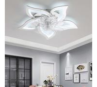 Ventilador De Techo Con Luz Y Mando A Distancia, Lampara Ventilador Techo Silencioso Función De Memoria, Luz Ventilador Techo LED Regulable Reversible 6 Velocidades Para Dormitorio Salón-Chrome