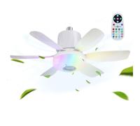 Ventilador de techo con luz y remoto - Flush Mount Quiet ventilador con altavoz de música | Enfriador LED dimmable de 3 velocidades con temporizador para dormitorio, ventilador para comodidad moderna