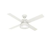 HUNTER FAN Loki, 132 cm, Ventilador de Techo para Interior con Luz, Silencioso, con Mando a Distancia y 4 Aspas Reversibles en Blanco Fresco y Roble Blanqueado, para Verano o Invierno, Acabado Blanco Fresco, Modelo 50423