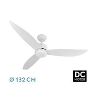 Ventilador de techo dc, genil, 24w blanco 3 aspas 6 velocidades 132d 2