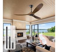 Ventilador de techo de 152cm con mando a distancia, ventilador de techo exterior de 3 aspas con hélice de madera sin luz para patios, motor de CC, temporización de 1-8 h, tiefes Walnussholz